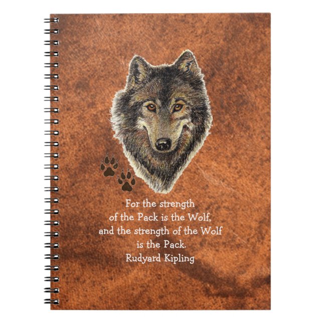 Carnet Aquarelle Wolf & Traces Famille Animal Citation (Devant)