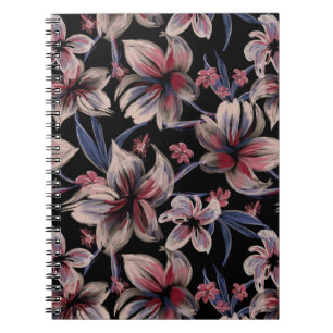 Carnet Aquarelles Crimson Floral sur noir