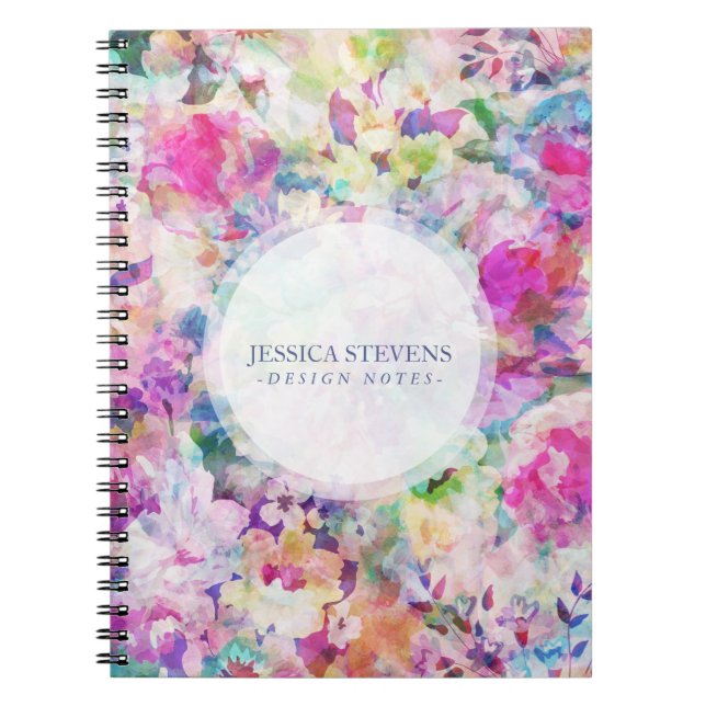 Carnet Aquarelles Fleurs colorées Collage Motif (Devant)