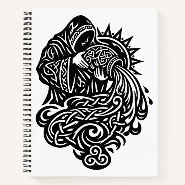 Carnet Aquarius Water‑Bearer — Celtic Knotwork Zodiac (Devant)