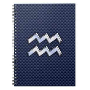 Carnet Aquarius Zodiac Sign on Royal Blue Carbon Fiber