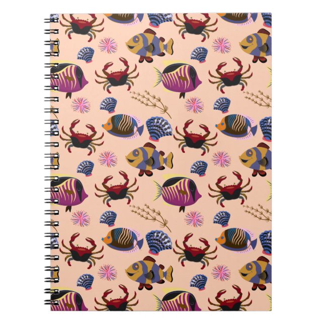 Carnet Aquatic animals pattern | ocean underwater life 10 (Devant)