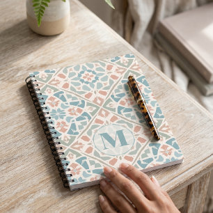 Carnet Arabesque Terreuse Lettre personnalisée en mosaï