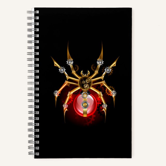 Carnet Araignée steampunk sur fond noir (Recto)
