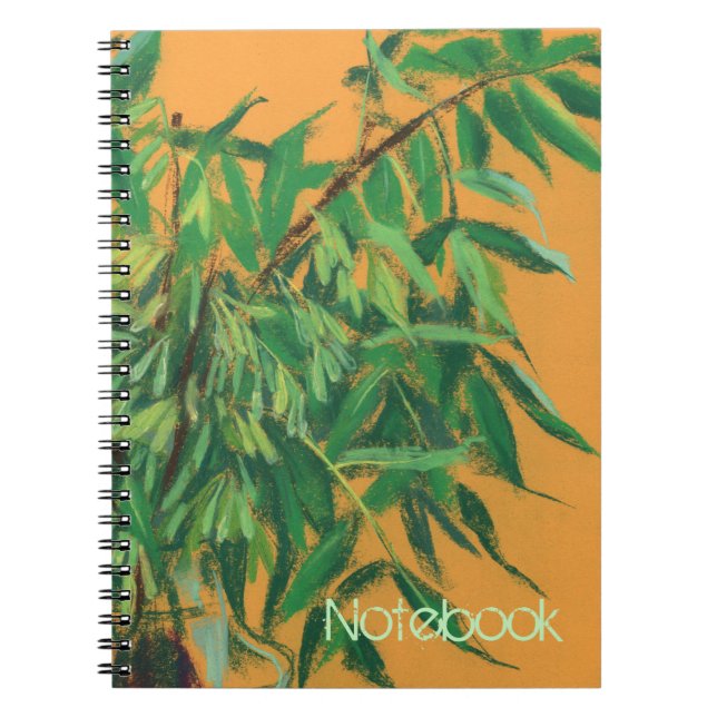 Carnet Arbre cendré, verdure d'été jaune vert art floral (Devant)