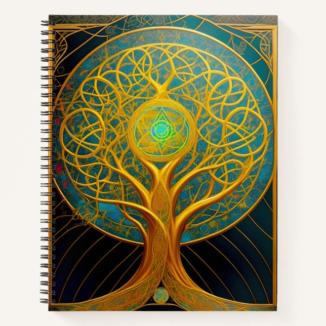 Carnet Arbre Cosmique Doré De La Vie (Devant)