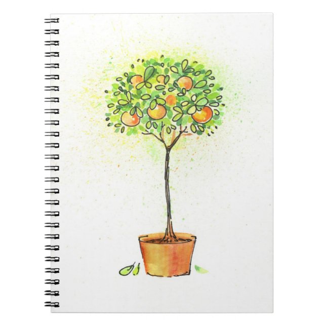 Carnet Arbre d'agrume peint d'aquarelle dans le pot (Devant)