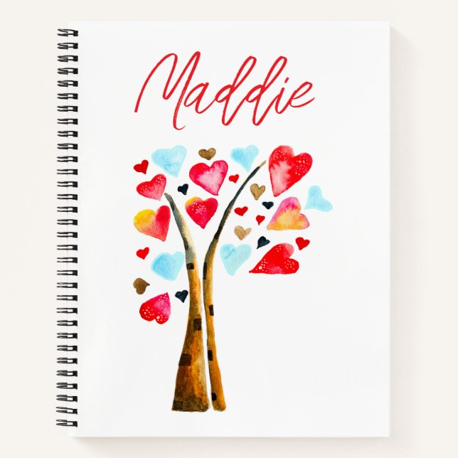 Carnet Arbre de coeurs valentines fantaisistes (Devant)