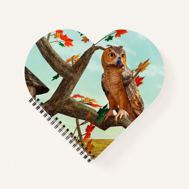 Carnet Arbre de l'érable à chouette d'automne Art fauniqu (Devant)
