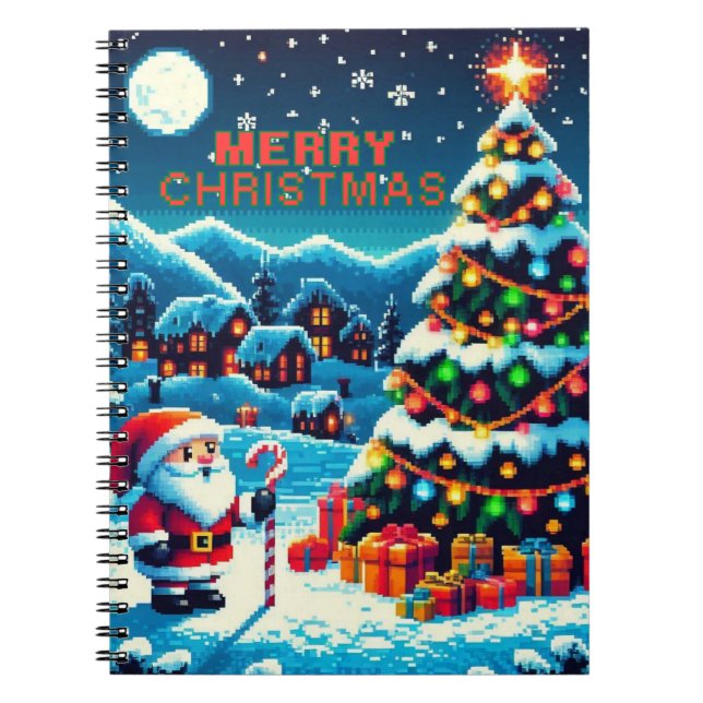 Carnet Arbre de Noël 8 bits & Père Noël (Devant)