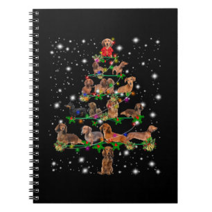 Carnet Arbre De Noël De Dachshund Couvert De Lampe De Feu