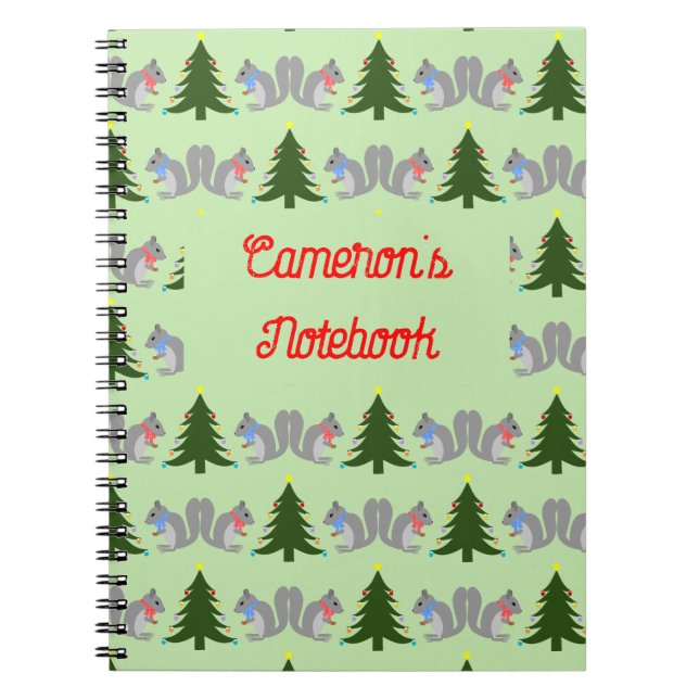 Carnet Arbre de Noël décorant écureuils sur mesure (Devant)