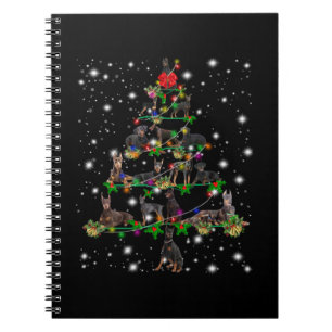 Carnet Arbre De Noël Doberman Couvert De Lampe De Feu