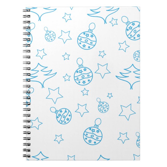Carnet Arbre de Noël, étoiles et boules - simple sans sou (Devant)