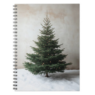 Carnet Arbre de Noël minimaliste avec lumière douce sur l