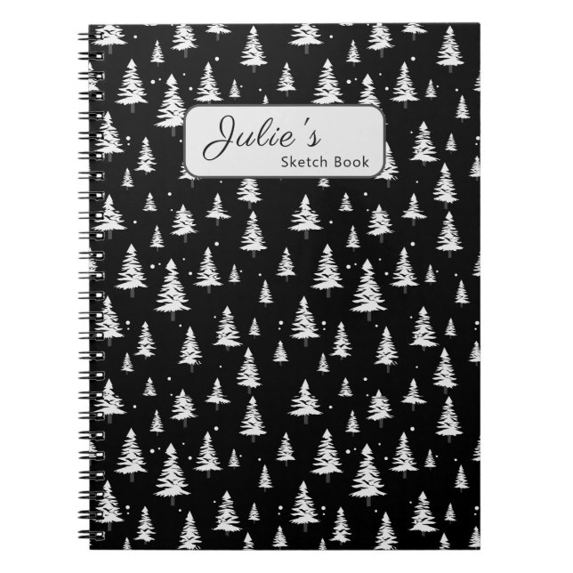 Carnet Arbre de Noël noir et blanc (Devant)
