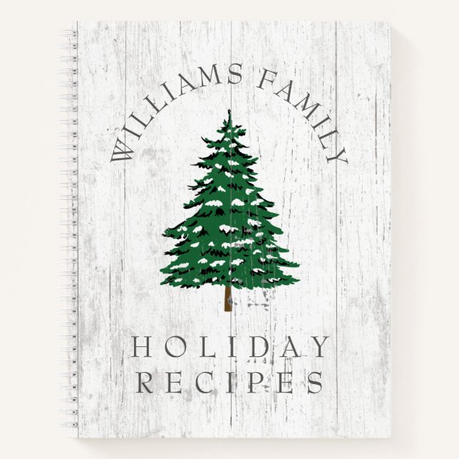 Carnet Arbre de Noël Rustique Patiné Bois Recette de fami (Devant)