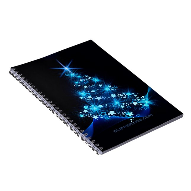 Carnet arbre de Noël stylisé SlipperyJoe bleu brillant s (Côté Droit)