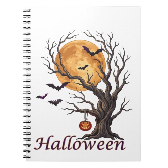 Carnet Arbre d'Halloween et citrouille Jack-o'-Lantern (Devant)