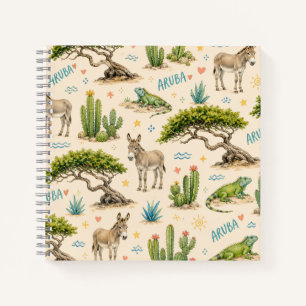 Carnet Arbre divi d'Aruba, âne, iguane, cactus