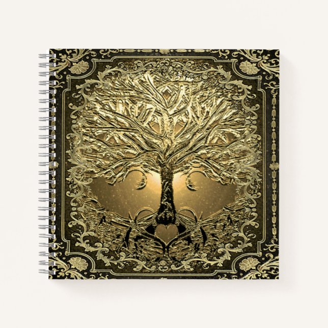 Carnet Arbre d'or de la vie Ancien Rustique  (Devant)
