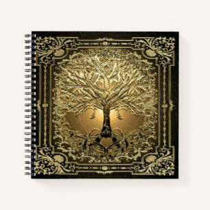 Carnet Arbre d'or de la vie Ancien Rustique