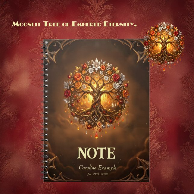 Carnet Arbre éclairé par la lune d'éternité embrasée.  (Créateur téléchargé)