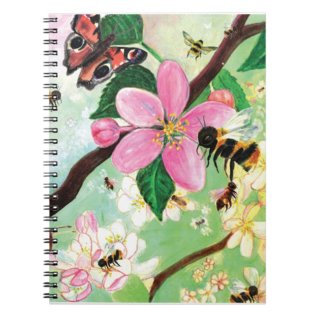 Carnet Arbre en Fleurs avec Abeilles (Devant)