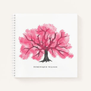 Carnet Arbre en fleurs de cerisier rose chaud