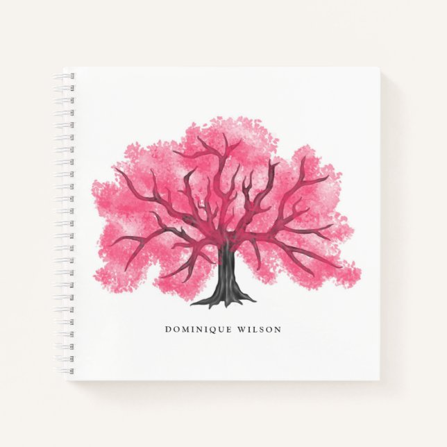 Carnet Arbre en fleurs de cerisier rose chaud (Devant)