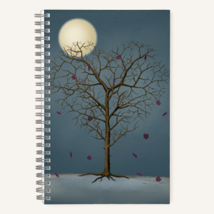Carnet Arbre en forme de coeur mélancolique sous la Plein