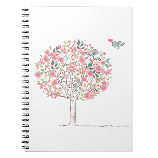 Carnet Arbre et oiseaux de floraison dans l'amour (Devant)