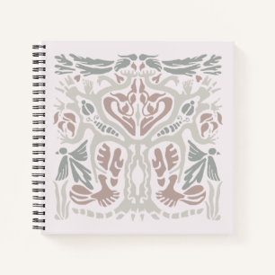 Carnet Arbre oiseau dessiné à la main abstrait symétrique