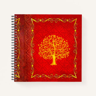 Carnet Arbre rouge et or Faux Cuir Tome ancien
