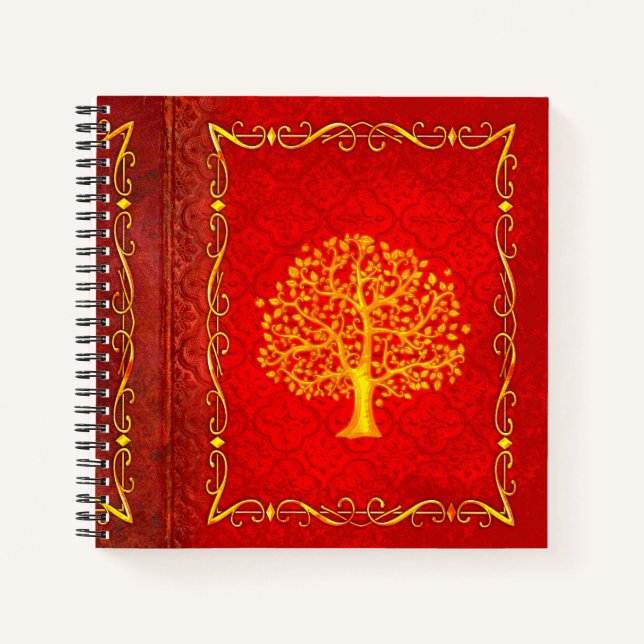 Carnet Arbre rouge et or Faux Cuir Tome ancien (Devant)