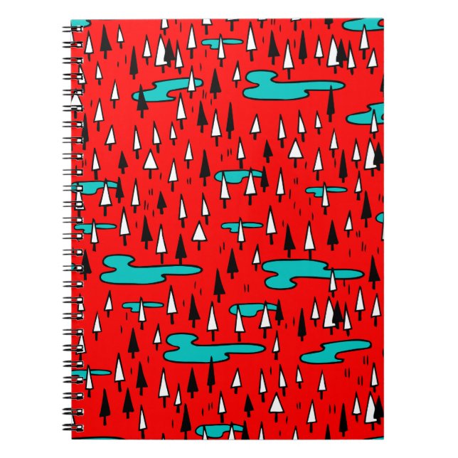 Carnet Arbres à main levée : motif de Noël scandinave. (Devant)