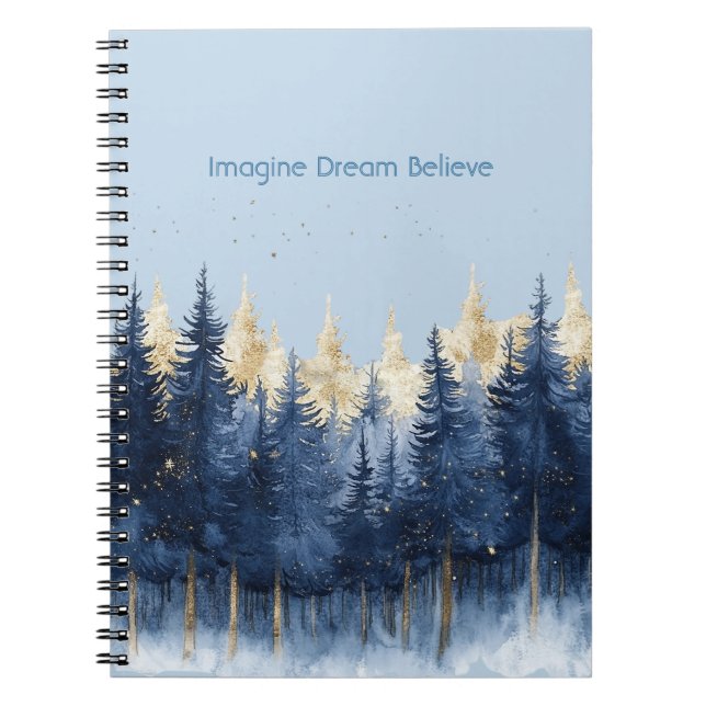 Carnet Arbres bleus dorés Imaginez Rêve Croyez   (Devant)