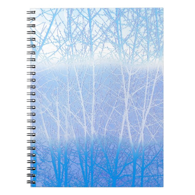 Carnet Arbres Brumeux Givrés Bleu Bébé (Devant)