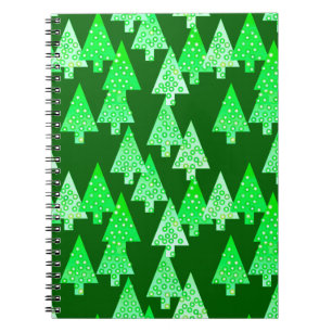 Carnet Arbres de Noël à fleurs modernes - vert de pin