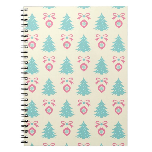 Carnet Arbres de Noël, Bows & Baubles Motif rétro (Devant)