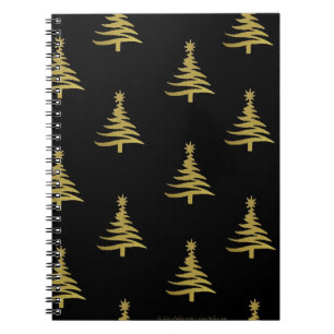 Carnet Arbres de Noël en or sur noir