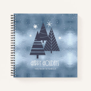 Carnet Arbres de Noël et flocons de neige Blue ID863