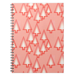 Carnet Arbres de Noël métalliques modernes - corail orang