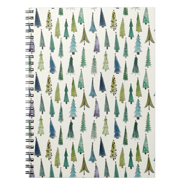 Carnet Arbres de Noël modernes motif illustré (Devant)