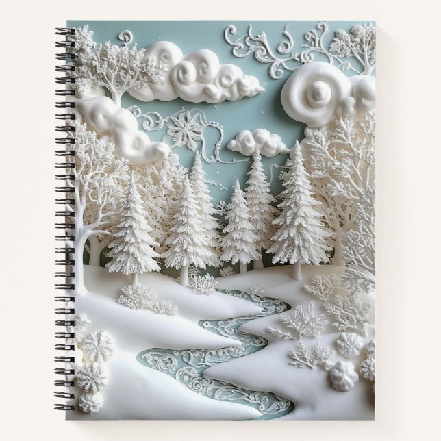 Carnet Arbres enneigés et motifs givrés (Devant)