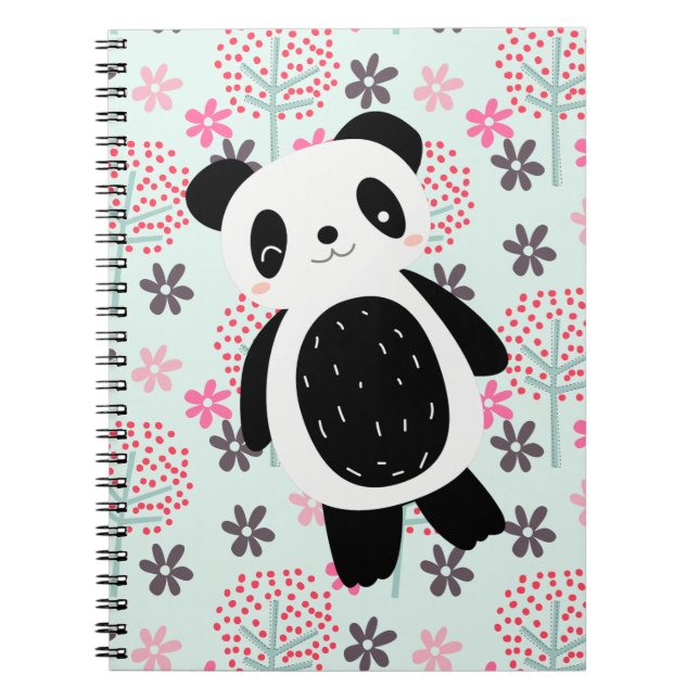 Carnet Arbres, fleurs et ours de panda (Devant)