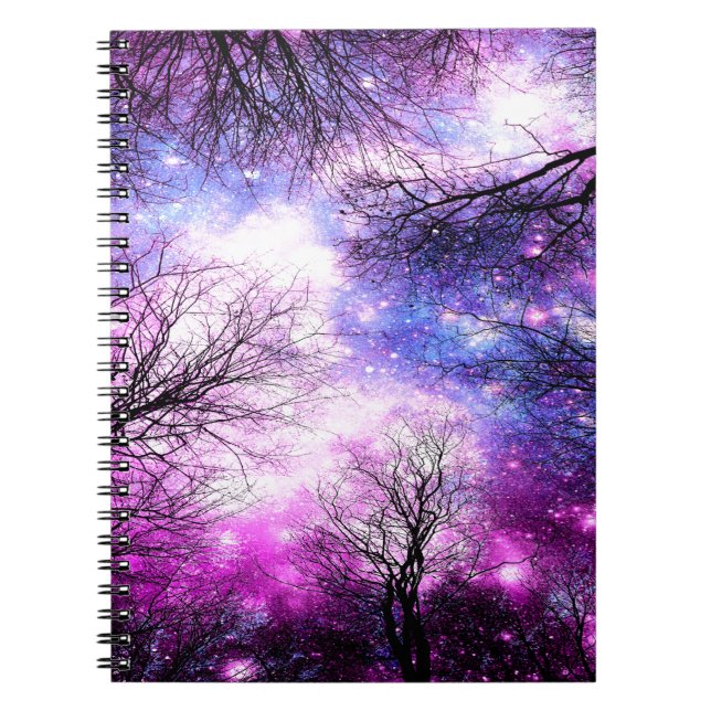 Carnet Arbres noirs Fuchsia Violet Espace (Devant)