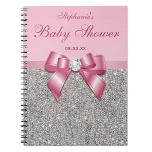 Carnet Arc de rose de paillettes d'argent de Guestbook de