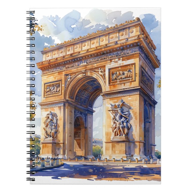 Carnet Arc de Triomphe Aquarelle Sites de voyage France (Devant)