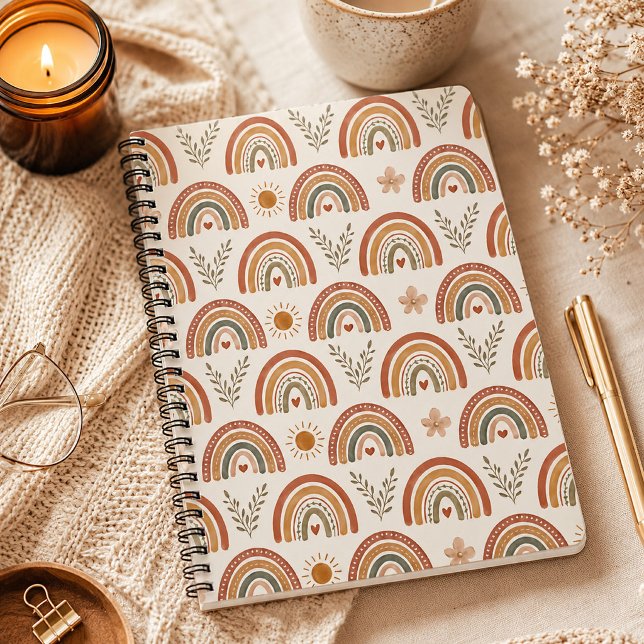 Carnet Arc-en-ciel aquarelle boho chaud (Boho Rainbow Spiral Notebook)